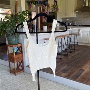 ZARA-Ribbed Ivory Tank Top